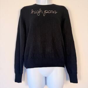 Lingua Franca High Pass Black 100% Cashmere Embroidered Sweater M